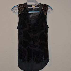 Tiny (Anthropologie) Velvet & Sequin Navy Blue Top XS